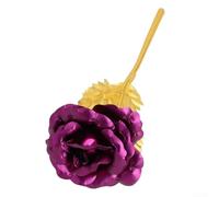 Hosrivae Plastic Rose With 24K Gold Foil Finish For Valentine's Day Mother's Day Anniversary Birthday And Wedding Decor Needs(Purple)