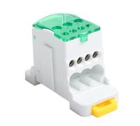Hosrivae Power Junction Box Distribution Terminal Block Connector 80A to 500A for DIN Rail Mount, Green, Flame Retardant PC Shell with Tinned Brass Guide, Si(400A)