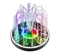 Hosrivae Powered Fountain with 8 RGB LED Lights, 3 Nozzles Floating Birdbath Pump, Wireless Garden Decor Patio Pond Pool, Black(Transparent Nozzle)