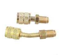 Hosrivae R410a Hvac Vacuum Port Adapter Set - 5 over 16 Sae Female to 1 over 4 Sae Male Right Angle 45° Brass Fitting for Mini-split Ductless Air Conditioning Systems