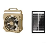 Hosrivae Rechargeable Portable Fan With LED Lamp, 5-Level Airflow USB Desk Fan, Solar Charging Option For Outdoor Camping, Compact White Design(C)