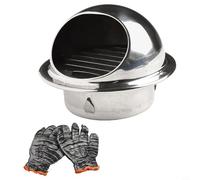 Hosrivae Round Bull Nose External Air Vent 100mm for Dryer Bathroom Exhaust, 304 Stainless Steel Weatherproof Wall Vent with Louvre Fly Screen, Includes Gloves (1PC/2PC)(100mm)