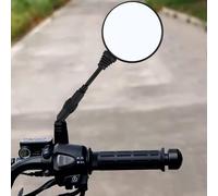 Hosrivae Round Rearview Mirror with 360° Rotation & 90° Foldable Stem, ABS + Aluminum Construction, Wide-Angle Convex HD Glass, Compatible