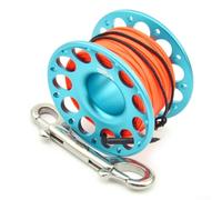 Hosrivae Scuba Diving Reel with 15m or 30m High-Strength Polyfiber Line, Aviation Aluminum Body & 316 Stainless Steel Double-Ended Hook, Compact Portable(30M BLUE)