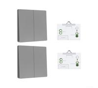 Hosrivae Self Powered Light Switch, Wireless Wall Switch Kit with RF Controller, for battery Free AC85-240V 10A Remote Control, 30-50m for Home Lighting Circuits(2V2)