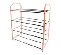 Hosrivae Shoe Rack Living, 3-Tier Vertical Shoe Storage Organizer with Sturdy Iron Frame, Space-Saving Shoe Shelf Entryway Bedroom Closet, Assembly, Black, 50x42x18cm(Pink)