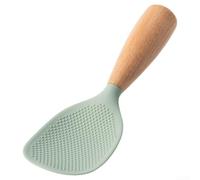 Hosrivae Silicone Rice Spoon with Heat Resistant Wooden Handle, Non- Safe Cookware, BPA Ergonomic Serving Utensil Hot Dishes, Dishwasher Kitchen Tool, 21cm, White(Green)