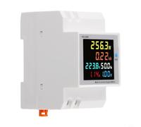 Hosrivae Single Phase Digital Energy Meter, 6-in-1 AC 40-300V / 0-100A / 0-45kW, LCD Display with Auto Data Retention, DIN Rail Mount