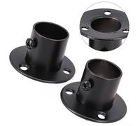 Hosrivae Stainless Steel Wardrobe Bracket Flange Socket End Support for 19mm-32mm Rail Rod Pole, Black Heavy-Duty Clothing Bar or Towel Bar Fitting for Bath(22MM)