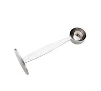 Hosrivae Steel 2-in-1 Coffee Tamping Spoon and Measuring Tool Espresso, Powder Hammer with Stable Base, Pressing Scoop Ground Coffee, Silver, 14.5cm