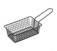 Hosrivae Steel Fry Serving Basket, Square Chip Holder with Handle Fried Chicken, Onion Rings & Snacks, Rustproof Kitchen Tool Restaurants and Home, Black, 15.2 x 3.8 x 27.4 cm(rectangle)