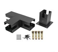 Hosrivae Steel Structure Brackets Black T-brackets Lumber Wooden 4x4 Garden Pergola Bracket Kit Straight Sheds - Hardware Patios Stands Heavy-duty Having Screws Outdoor(1set)