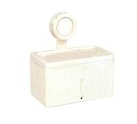 Hosrivae Suction Cup Tissue Box, Wall-Mounted Paper Towel Holder With Splash-Proof Cover, No Drill Storage Rack For Bathroom Kitchen, Grey Or White(White)