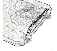 Hosrivae Transparent Ripple Serving Tray with Handle, Luxury Rectangular Storage Platter Tea Coffee Snacks and Fruit Display, Home Bar Accessory, Silver 45x25cm(Large)
