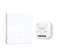 Hosrivae Wireless RF433MHz Remote Control Switch, 1/2/3 Gang Push Button Wall Transmitter with Learning Code, 100m Range Home Hotel Villa Lighting, White(1gang 1-1)