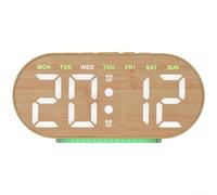 Hosrivae Wood Texture LED Alarm Clock,Dual Alarms,Temperature & Date | Bright LED Screen,Small Desktop Clock With Charging Port For Bedside And Office