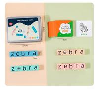 Hosrivae Wooden Crossword Puzzle Game for Kids - Educational Word Spelling Cubes with 20 Letter & 54 Picture Cards, Safe Rounded Corners, Nat(S)