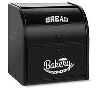 Hossejoy Double Layer Bread Bin - Large Capacity Black Roll Top Bread Box, Kitchen Bread Storage Container with Roll Top Lid, Double Layer Breadbox for Your Kitchen Countertop