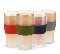 Host Beer Freeze Beer Glass Cups Set Drinking Glasses, Freezer Mugs with Gel Double Walled Cool Cups Plastic Multicolor 16oz Set of 4