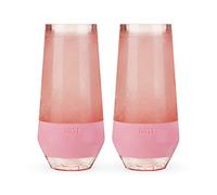 Host Champagne Freeze Cooling Cup, Double Wall Insulated Freezable Stemless Wine Glasses with Active Cooling Gel | with Insulated Silicone Grip, Set of 2, 9 oz (266 ml) - Blush Tint (10038)