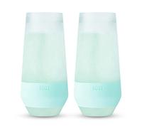 Host Champagne Freeze Double-Walled Stemless Wine Glasses Freezer Cooling Cups with Active Cooling Gel and Insulated Silicone Grip - 9 Oz Plastic Tumblers, Seafoam Tint, Set of 2