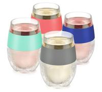 HOST Double Wall Insulated Freezer Chilling Tumbler with Gel, Glasses for Red and White Wine, Silicone, Assorted Colours , 8.5 oz (250ml)