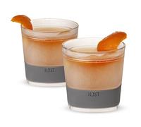 Host Freeze Cooling Cups for Whiskey, Bourbon, and Scotch, Freezer Gel Chiller Double Wall Tumblers 9 oz (266ml), Set of 2, Grey