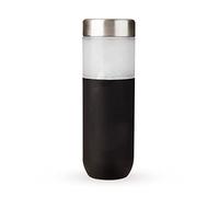 Host Freeze Double Walled Insulated Water Bottle Freezer Tumbler with Active Cooling Gel Stainless Steel Lid and Silicone Grip, Set of 1-20 oz (590ml) Plastic Bottle, Black
