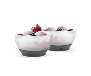 Host Freeze Ice Cream Comfort Silicone Grip Double Walled Insulated Bowl for Cereal, Fruit, Acai, Desserts, Outdoor Party, Kitchen Accessories, 18 oz, Set of 2, Grey