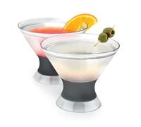 Host Freeze Insulated Martini Cooling Cups Freezer Gel Chiller Double Wall Stemless Cocktail Glass 9 oz (266ml), Set of 2 - Grey (3310)
