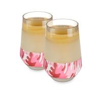 Host Freeze XL Cooling Cup in Double Walled Insulated Freezable Drink Chilling Tumbler with Freezing Gel, 12 Ounces, Pink Camo Set of 2