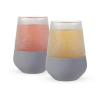 Host Wine Freeze Cooling Cups, Freezer Cups for Drinks, Insulated Tumblers Cool Wine Glasses Set of 2, 8.5oz in Gray