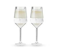 Host Wine Freeze Double-Walled Stemmed Wine Glasses Freezer Cooling Cups with Active Cooling Gel and Insulated Silicone Grip | Set of 2 Plastic Tumblers, 6.5 oz (192 ml) - Marble (10034)