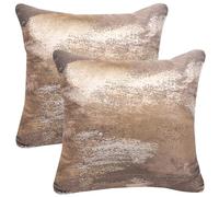 HOSTECCO Abstract Cushion Covers 45x45 cm Set of 2 Gold Champagne Jacquard Cushion Cases Luxury Decorative Pillow Covers for Sofa Couch