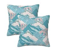 HOSTECCO Green Mountain Abstract Cushion Covers 45x45 cm Set of 2 Scenery Cushion Cases Natural Decorative Pillow Covers for Sofa Couch