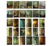 HOSTEESSCHOICE Beautiful Art Postcards set of 30 England Artist John Atkinson Grimshaw Post card variety pack Famous Painting Scenery