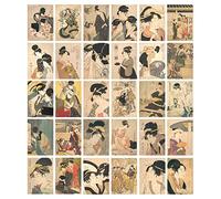 HOSTEESSCHOICE Vintage Art Postcards set of 30 Post card of Japanese Artist Kitagawa Utamaro variety pack Famous Painting Scenery,4 x 6 Inches