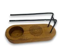 HOSTENATURA Palo Santo Burner Small Design Mandala Teak Wood - 15x5.5cm - Handmade