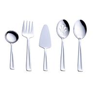 Hostess Serving Utensil Set, GoGeiLi 5-Piece Stainless Steel Flatware Silverware Serving Set, Include Pie Server, Serving Spoon, Slotted Serving Spoon, Serving Fork and Gravy Ladle