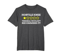 Hostile Knee 1 Star Wouldn't Recommend Funny Knee Surgery T-Shirt, Men's Big and Tall, Dark Heather Grey, 3X Tall