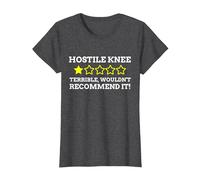 Hostile Knee 1 Star Wouldn't Recommend Funny Knee Surgery T-Shirt, Women, Dark Heather Grey, Small