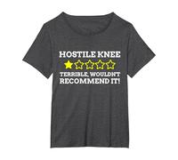 Hostile Knee 1 Star Wouldn't Recommend Funny Knee Surgery T-Shirt, Women's Plus, Dark Heather Grey, 6X