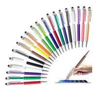 HOSTK 20pcs 2 in 1 Stylus Ballpoint Pen, Crystal Diamond Retractable Screen Touch Pen, Bling Capacitive Pens for Smartphones, Note, Tab, Office School Stationery
