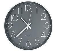 HOSTON 12" Wall Clock, Modern Silent Non Ticking Quartz Wall Clocks Easy to read Digital Wall Clocks for Living room Bedroom Kitchen Bathroom Classroom Office Decor (Grey)