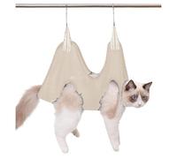 HOSTPATH Cat Grooming Hammock Harness for Small Dogs,Pet Hammock Restraint Bag for Bathing Nail Trimming Ear Eye Claw Care_L(Khaki), Large