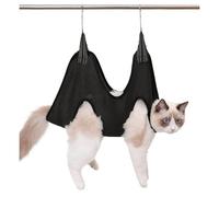 HOSTPATH Cat Grooming Hammock Harness for Small Dogs,Pet Hammock Restraint Bag for Bathing Nail Trimming Ear Eye Claw Care_L(Black), Large