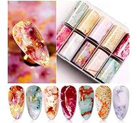 Hosuho Marble Nail Foil Transfer Sticker, Nail Art Stickers Tips Wraps Foil Transfer Adhesive Glitters for DIY Nail Decoration Women Girls