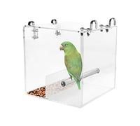 HOSUKKO No Mess Bird Feeder, Automatic Seed Container for Cage, Acrylic, Suitable for Small and Medium-Sized Birds