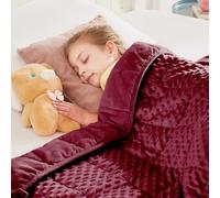 HOSUKKO Weighted Blanket - 2 lbs Burgundy Minky Heavy Blanket, 19"x21", Small Size Breathable Lap Blanket