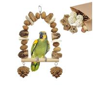 HOSUKU Nut Perch Stand with Interchangeable Materials - Natural, Safe Bird Playset for Beak Exercise & Mental Stimulation